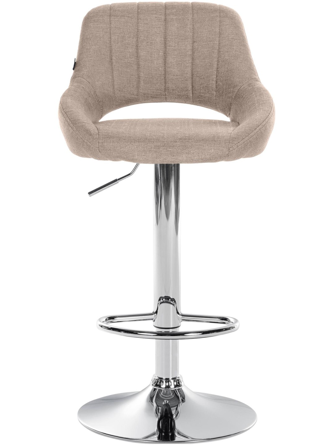 Tabouret de bar Milet tissu chrome, taupe