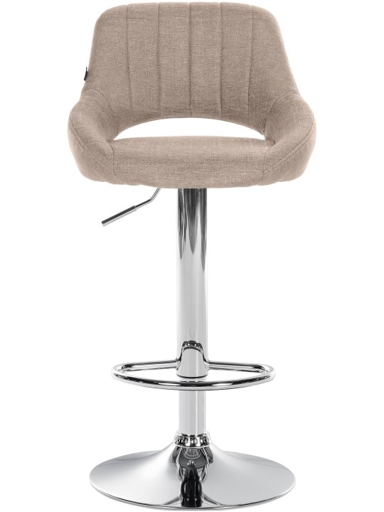 Tabouret de bar Milet tissu chrome, taupe