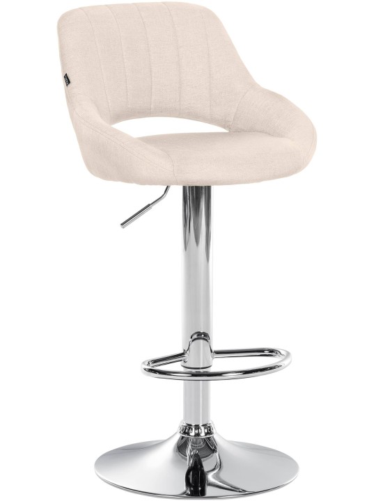 Tabouret de bar Milet tissu chrome, crème Tabouret de bar Milet tissu chrome, crème