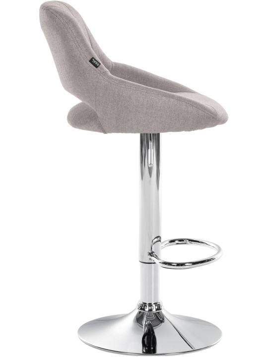 Tabouret de bar Milet tissu chrome, gris