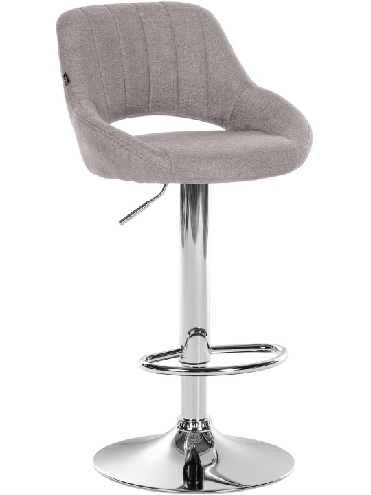 Tabouret de bar Milet tissu chrome, gris