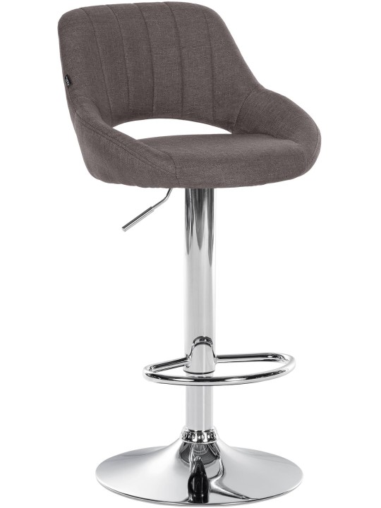 Tabouret de bar Milet tissu chrome, gris foncé