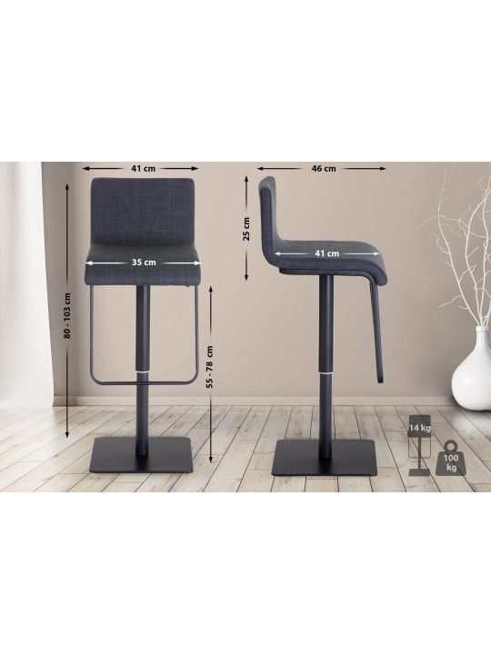 Tabouret de bar Limon B tissu, gris foncé