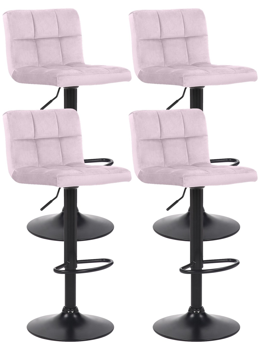 Lot de 4 tabourets de bar Feni velours, rose
