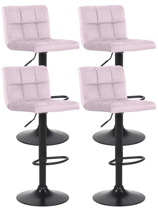 Lot de 4 tabourets de bar Feni velours, rose Lot de 4 tabourets de bar Feni velours, rose