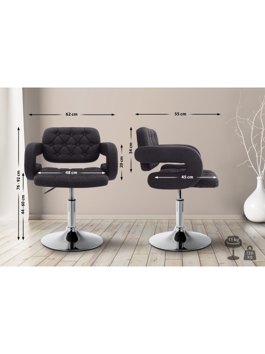 Chaise longue Dublin en tissu, noir