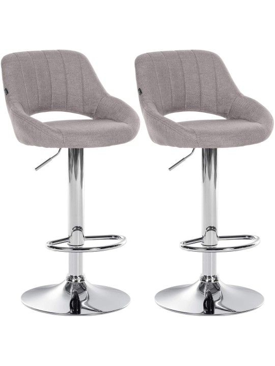 Lot de 2 tabourets de bar Milet tissu C, gris Lot de 2 tabourets de bar Milet tissu C, gris