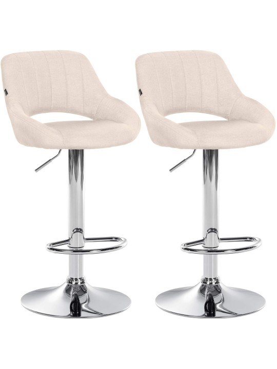 Lot de 2 tabourets de bar Milet tissu C, crème
