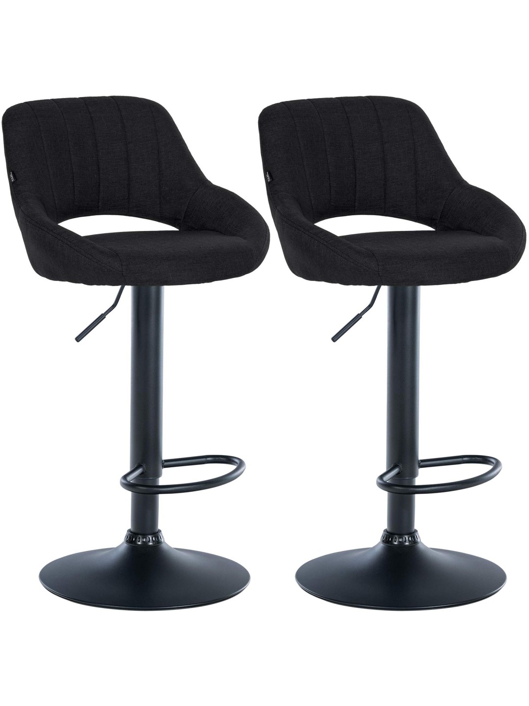 Lot de 2 tabourets de bar Milet tissu B, noir