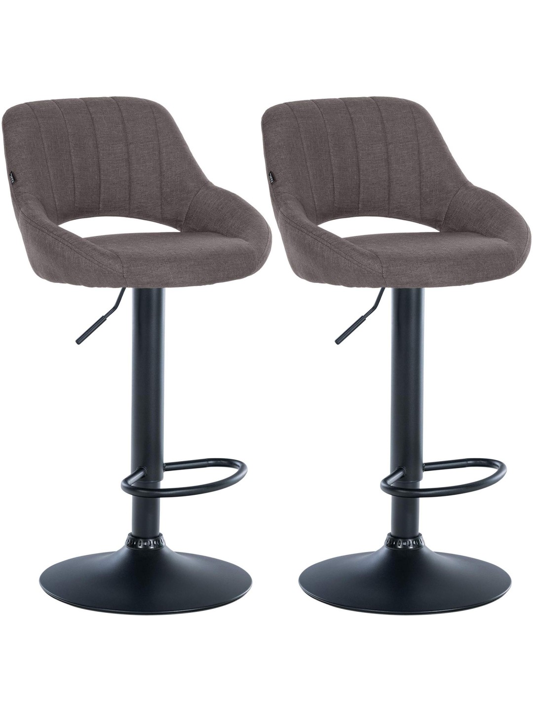 Lot de 2 tabourets de bar Milet tissu B, gris foncé