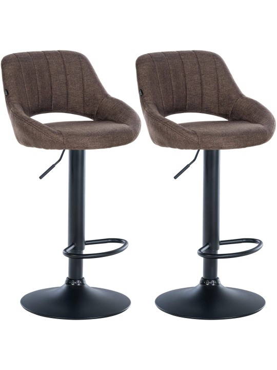 Lot de 2 tabourets de bar Milet tissu B, brun