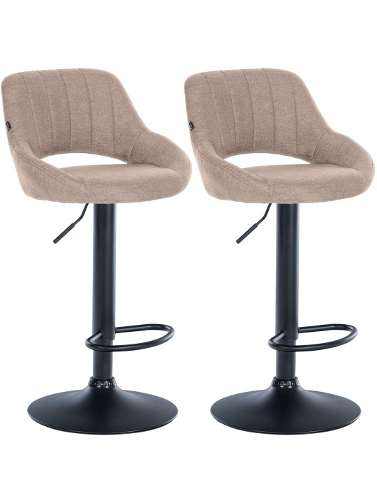 Lot de 2 tabourets de bar Milet tissu B, taupe Lot de 2 tabourets de bar Milet tissu B, taupe