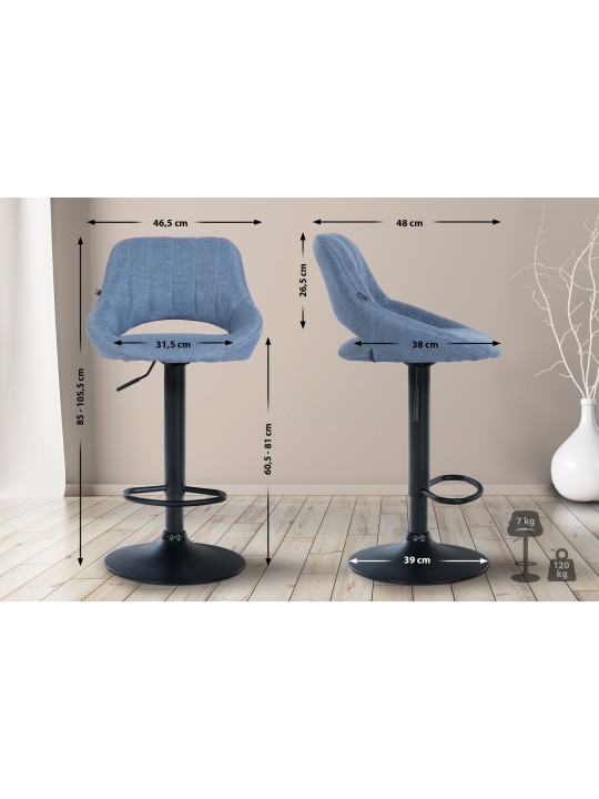Lot de 2 tabourets de bar Milet tissu B, bleu Lot de 2 tabourets de bar Milet tissu B, bleu