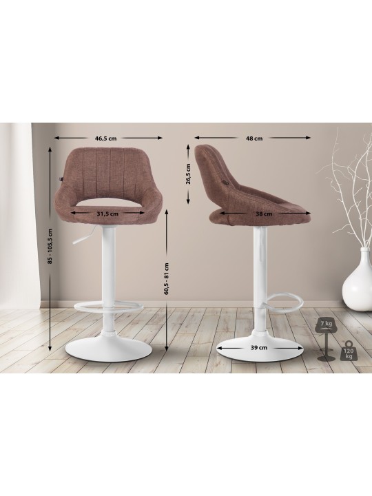 Lot de 2 tabourets de bar Milet tissu W, brun