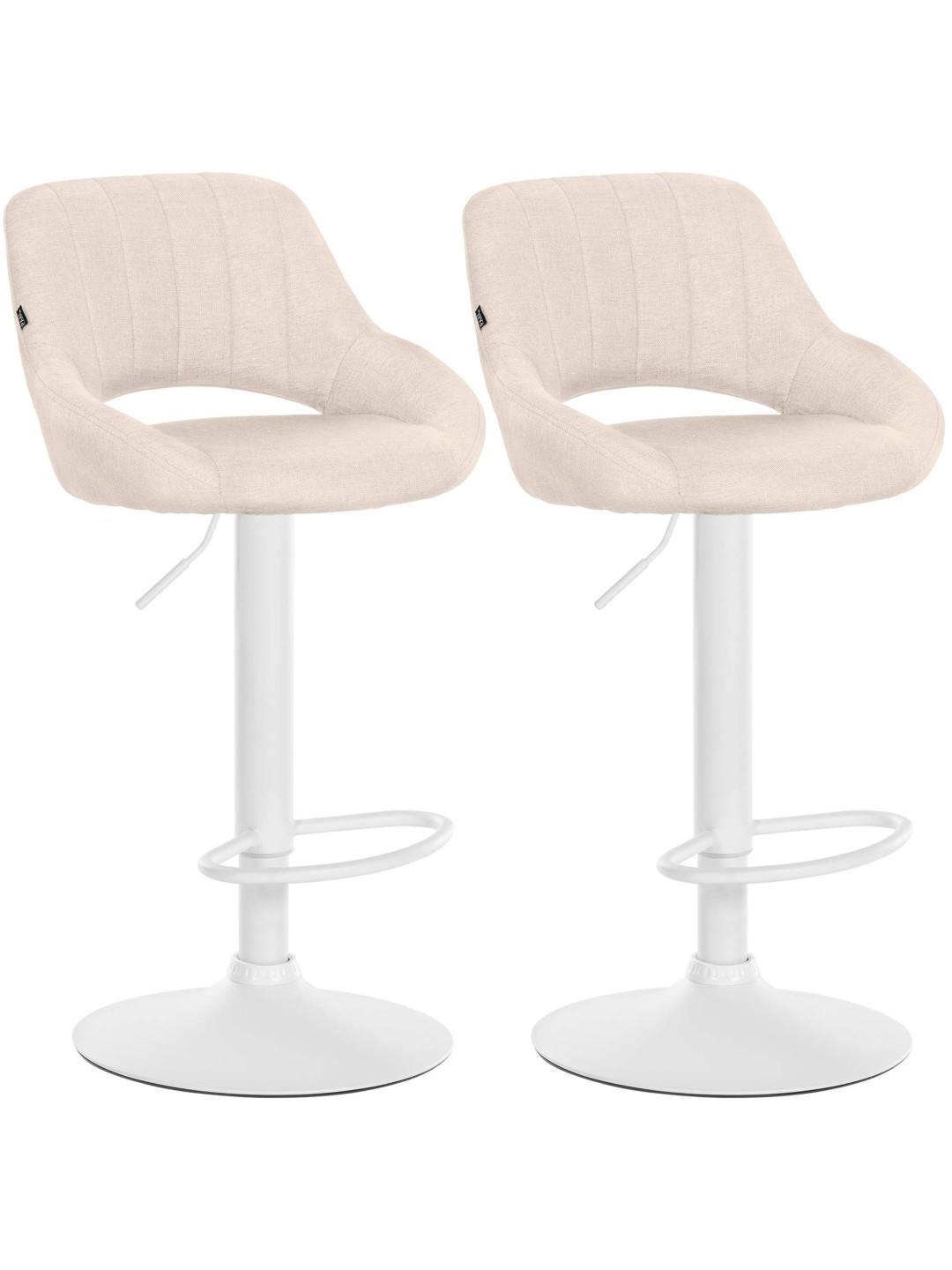 Lot de 2 tabourets de bar Milet tissu W, crème