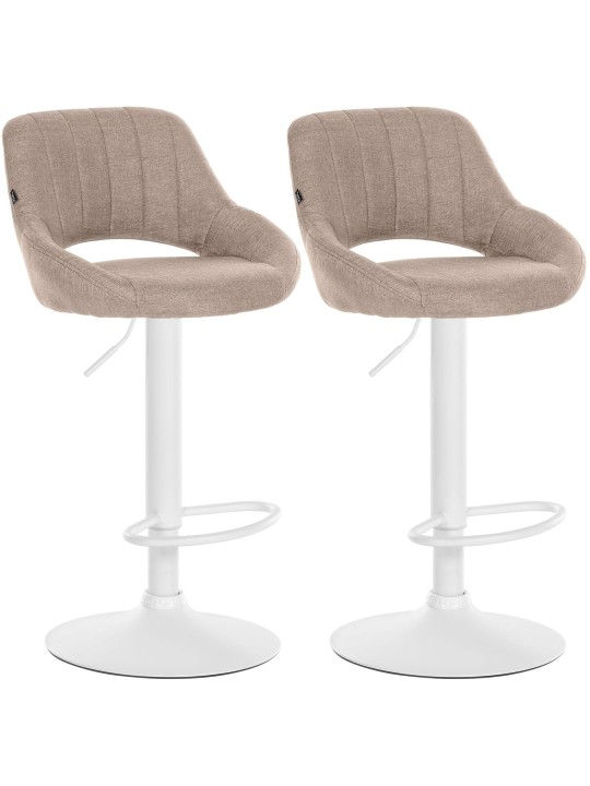 Lot de 2 tabourets de bar Milet tissu W, taupe
