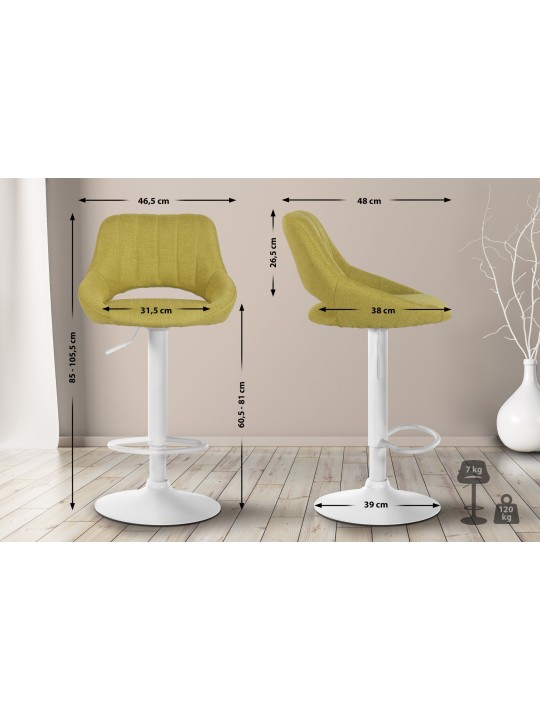 Lot de 2 tabourets de bar Milet tissu W, vert
