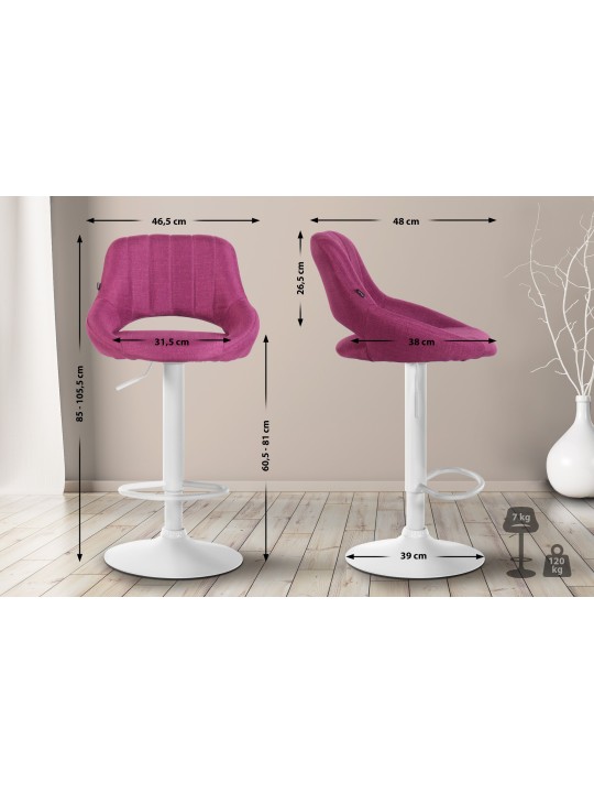 Lot de 2 tabourets de bar Milet tissu W, lilas