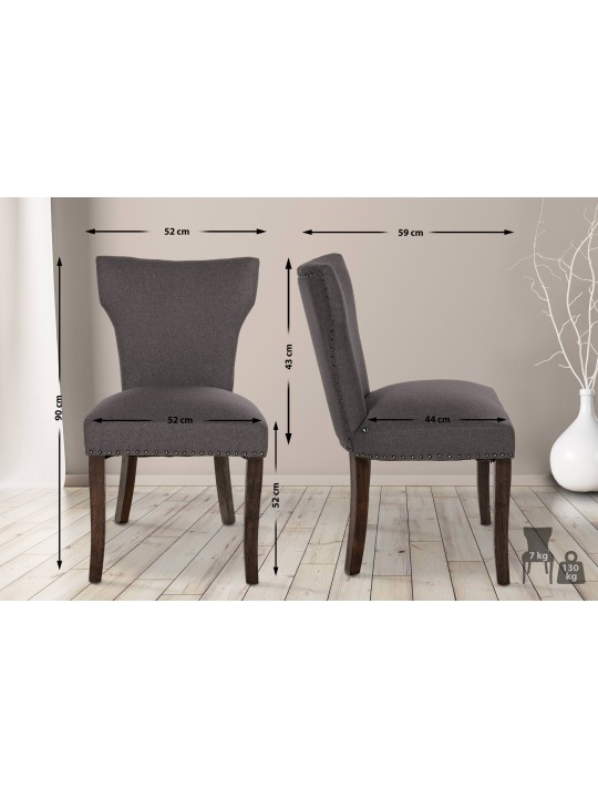 Lot de 2 chaises de salle à manger Zadar tissu antique-foncé, gris foncé Lot de 2 chaises de salle à manger Zadar tissu antique-foncé, gris foncé