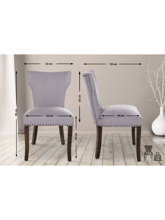 Lot de 2 chaises de salle à manger Zadar tissu antique-foncé, gris Lot de 2 chaises de salle à manger Zadar tissu antique-foncé, gris