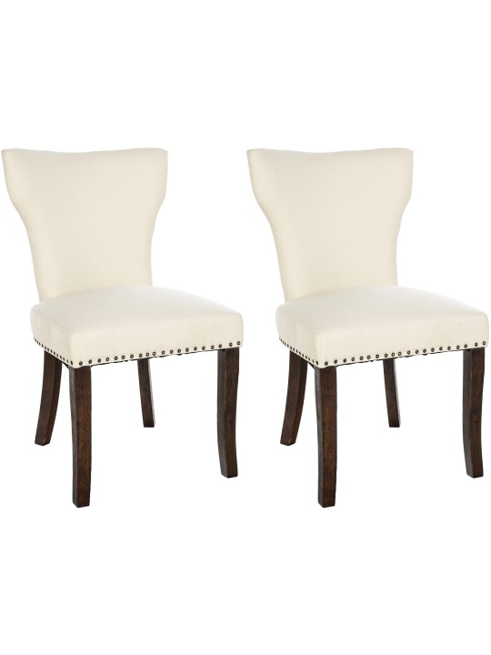 Lot de 2 chaises de salle à manger Zadar tissu antique-foncé, crème Lot de 2 chaises de salle à manger Zadar tissu antique-foncé, crème