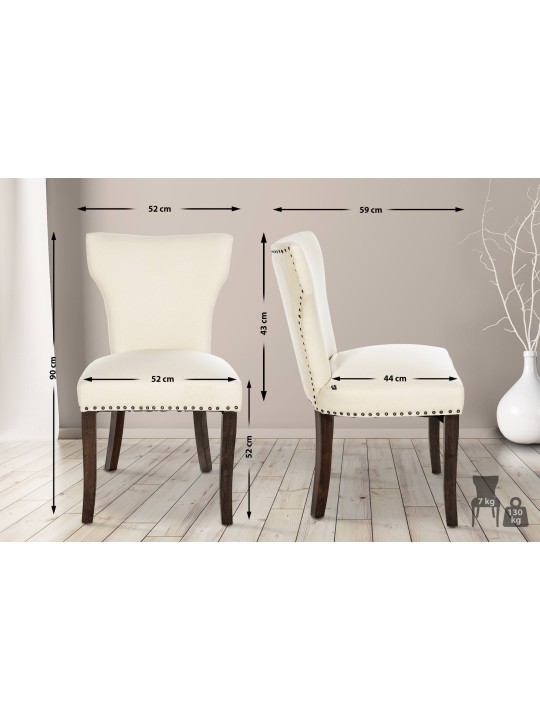 Lot de 2 chaises de salle à manger Zadar tissu antique-foncé, crème Lot de 2 chaises de salle à manger Zadar tissu antique-foncé, crème