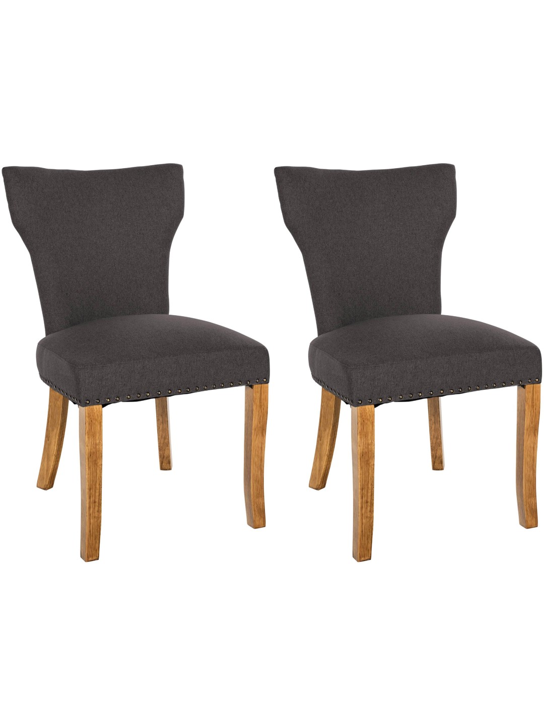 Lot de 2 chaises de salle à manger Zadar tissu antique-clair, gris foncé