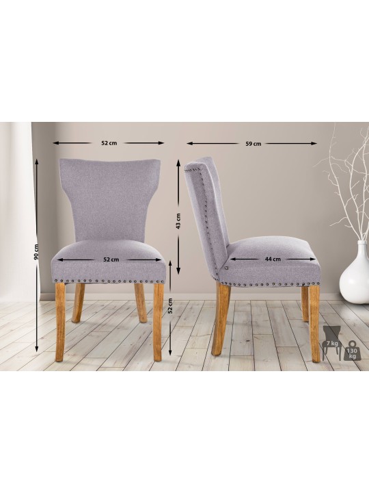 Lot de 2 chaises de salle à manger Zadar tissu antique-clair, gris Lot de 2 chaises de salle à manger Zadar tissu antique-clair, gris