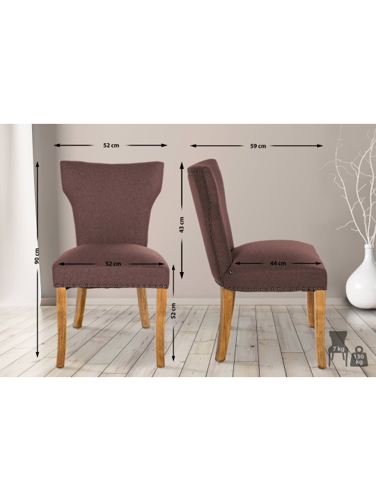 Lot de 2 chaises de salle à manger Zadar tissu antique-clair, brun Lot de 2 chaises de salle à manger Zadar tissu antique-clair, brun