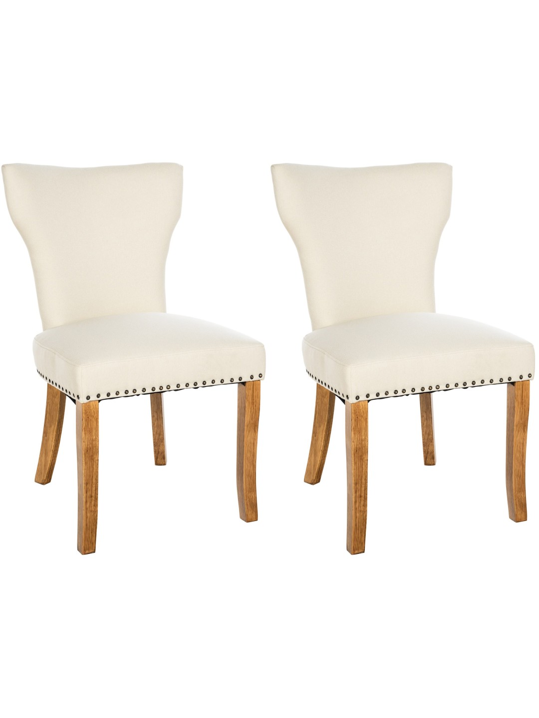 Lot de 2 chaises de salle à manger Zadar tissu antique-clair, crème