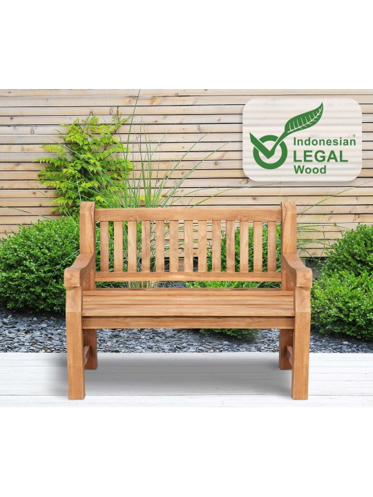 Banc en teck Jackson 120 cm avec revêtement, teck Banc en teck Jackson 120 cm avec revêtement, teck