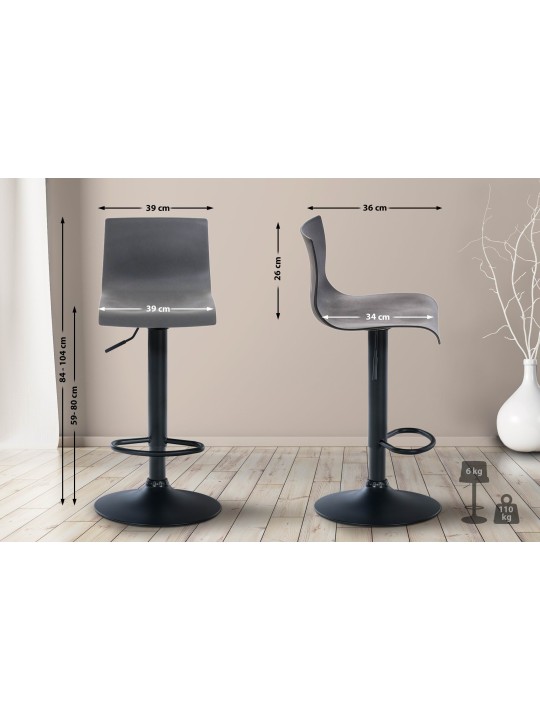 Tabouret de bar Hoover B, gris Tabouret de bar Hoover B, gris