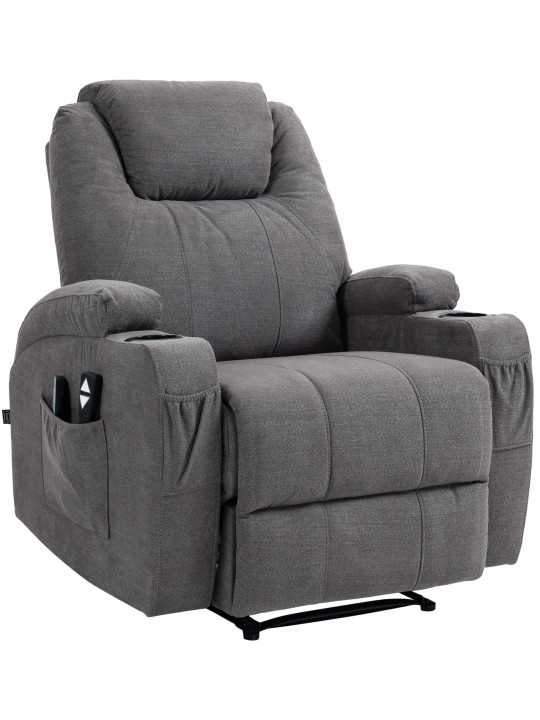 Fauteuil Hepler avec fonction massage en tissu, gris