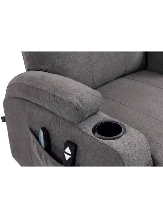 Fauteuil Hepler avec fonction massage en tissu, gris