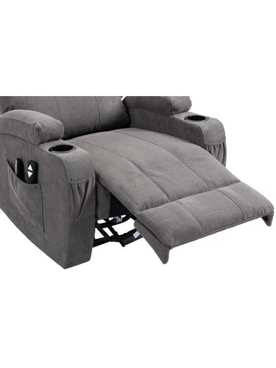 Fauteuil Hepler avec fonction massage en tissu, gris