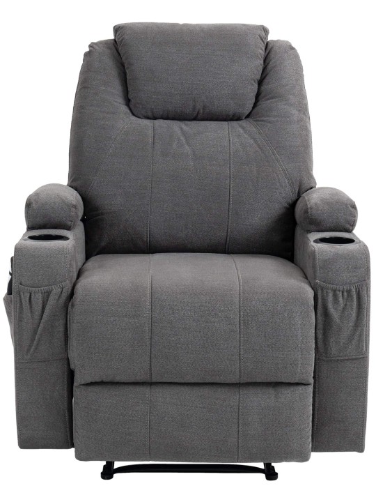 Fauteuil Hepler avec fonction massage en tissu, gris