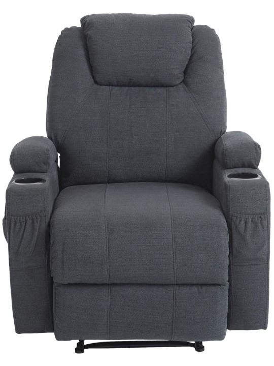 Fauteuil Hepler avec fonction massage en tissu, gris foncé