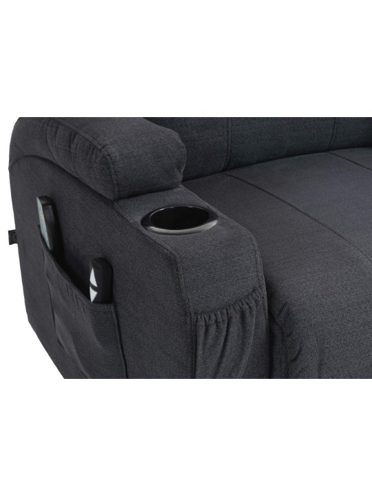 Fauteuil Hepler avec fonction massage en tissu, gris foncé