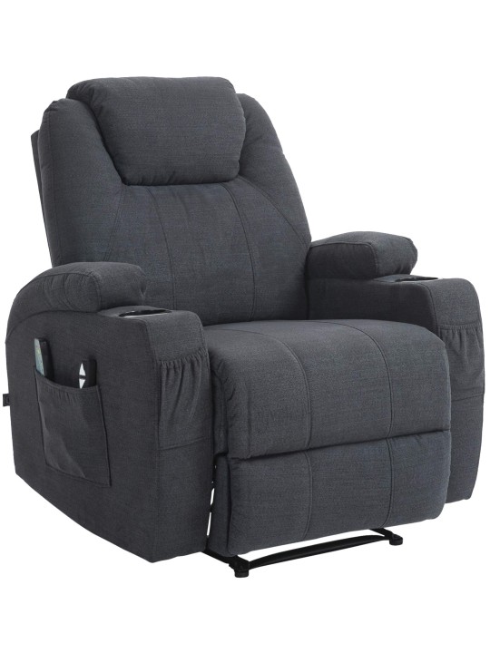 Fauteuil Hepler avec fonction massage en tissu, gris foncé