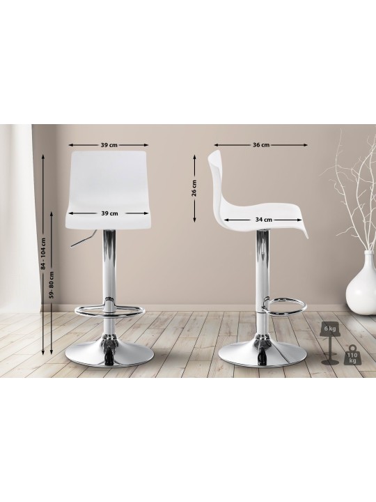 Tabouret de bar Hoover C, blanc