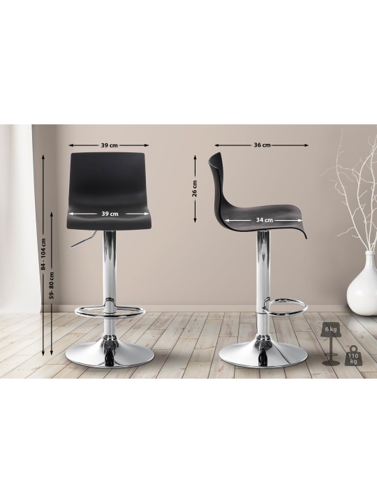 Tabouret de bar Hoover C, noir