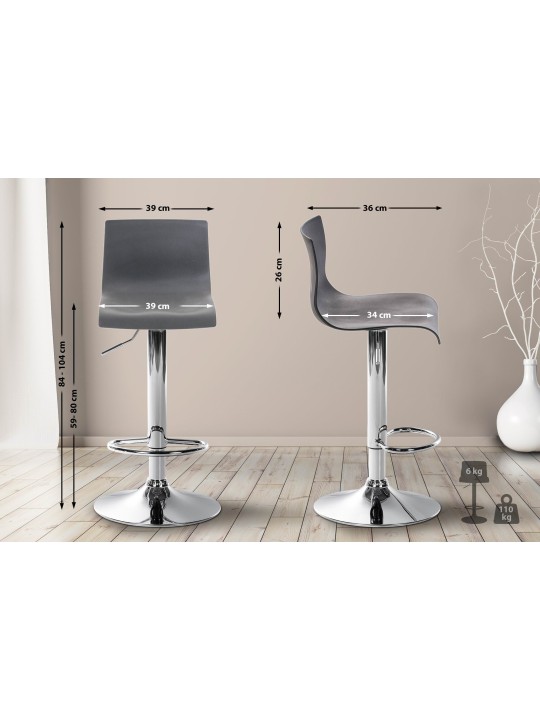 Tabouret de bar Hoover C, gris