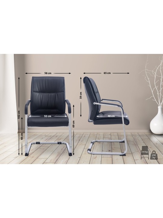 Chaise visiteur XL Anubis, noir