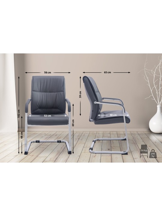 Chaise visiteur XL Anubis, gris
