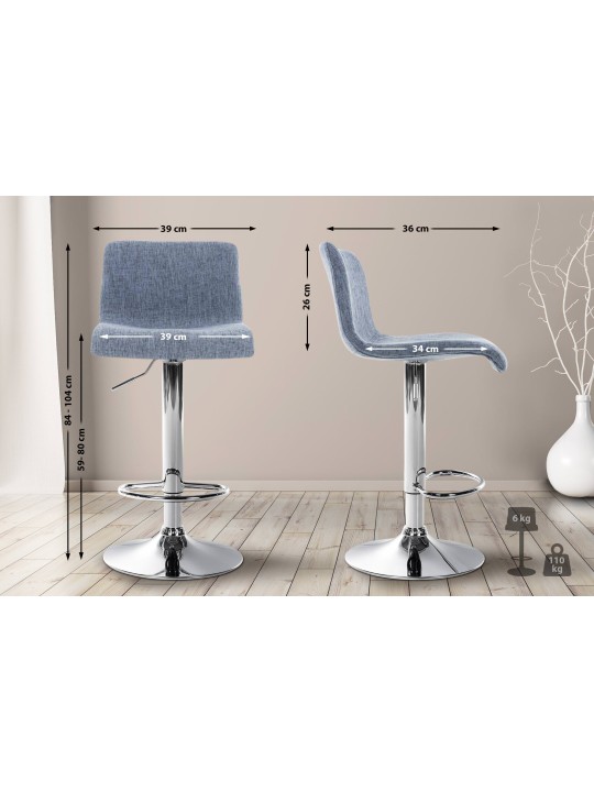 Tabouret de bar Hoover tissu C, bleu