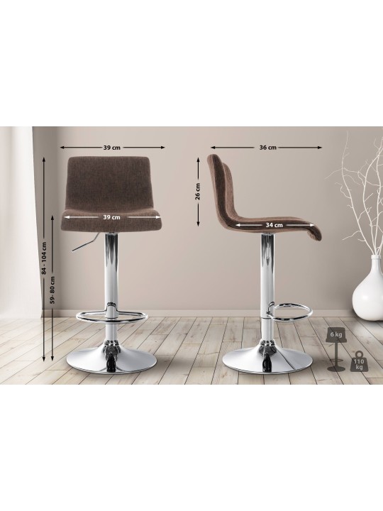 Tabouret de bar Hoover tissu C, brun