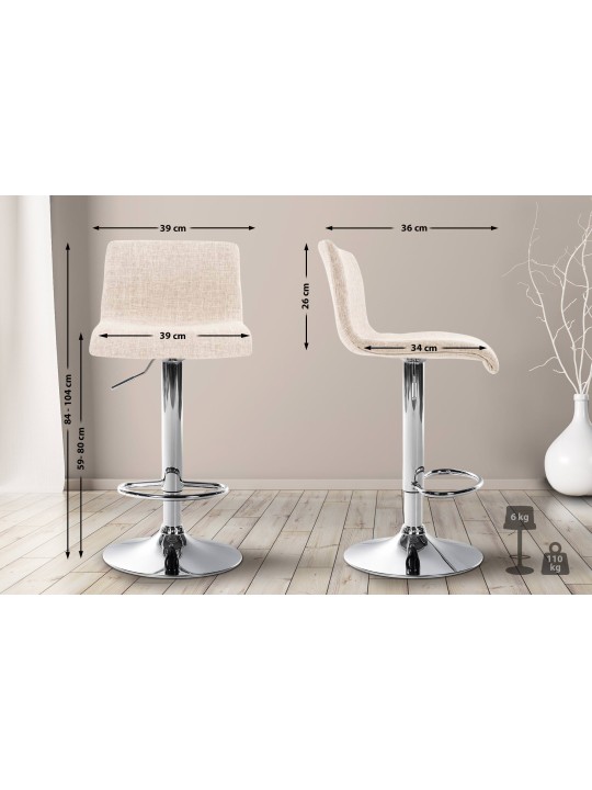 Tabouret de bar Hoover tissu C, crème