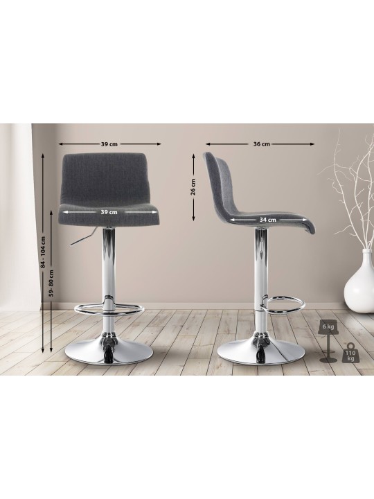 Tabouret de bar Hoover tissu C, gris foncé