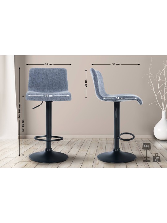 Tabouret de bar Hoover tissu B, bleu