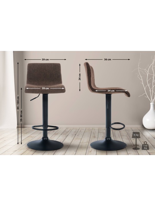 Tabouret de bar Hoover tissu B, brun